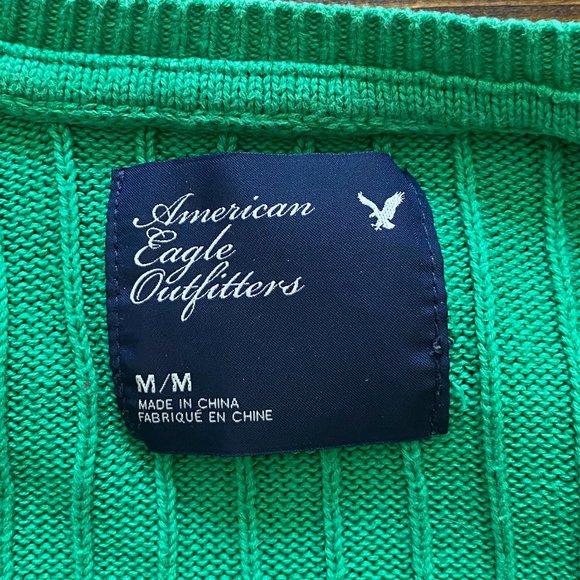 Kelly Green American Eagle Cable Sweater - Picture 2 of 3